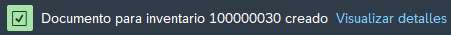 Confirmación de creación de documento de inventario en SAP MM.
