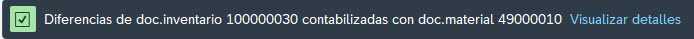 Confirmación en SAP de diferencias eliminadas/contabilizadas.