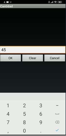 Pantalla para ingresar la cantidad contada en la aplicación.